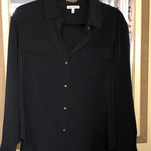 Gold Button Detail - Juicy Couture Black Button Up